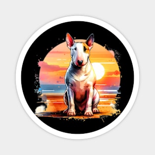 Watercolor Bull Terrier Sunset Magnet